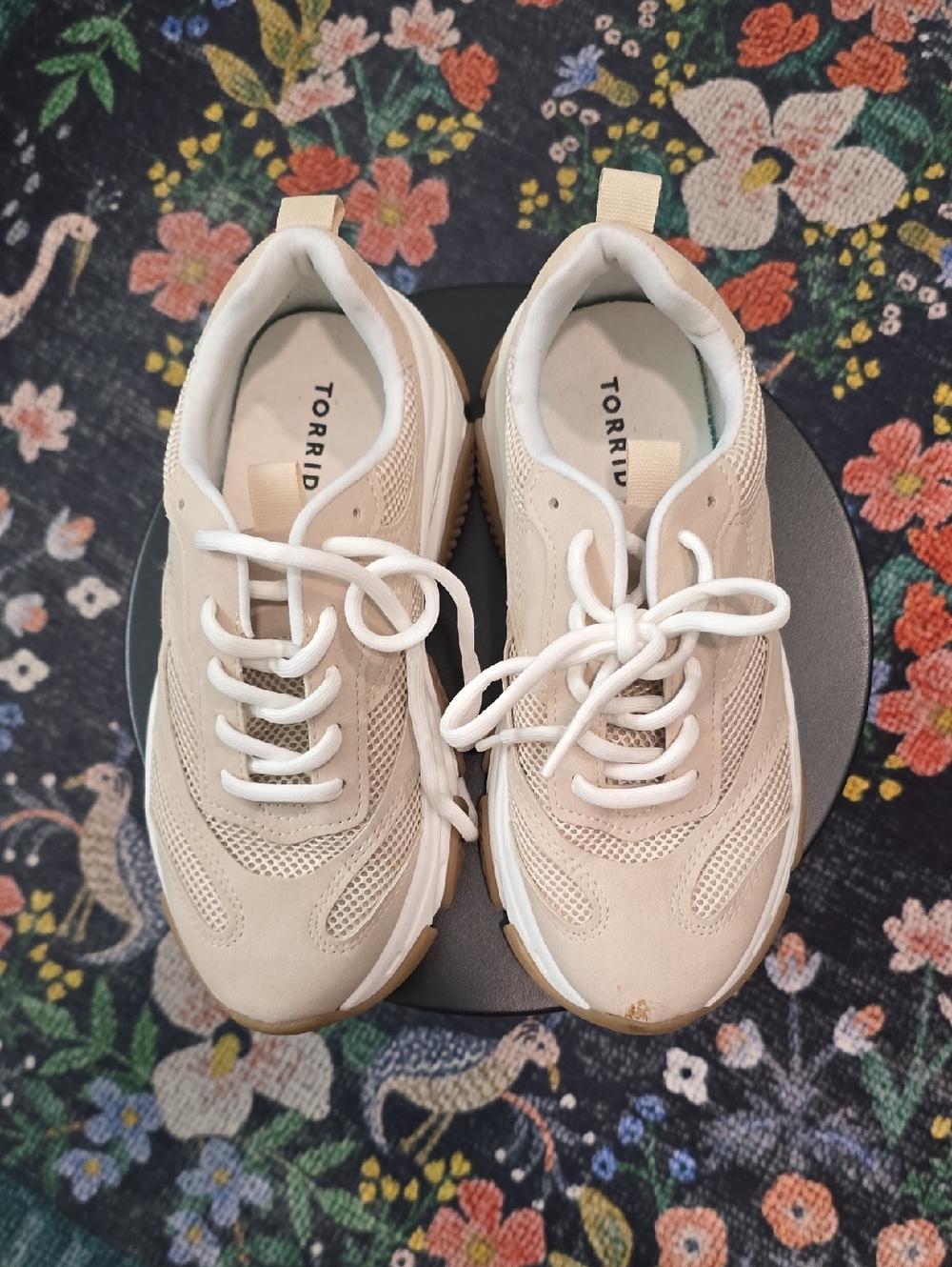 torrid Beige Lace-Up Chunky Sneakers with White Laces